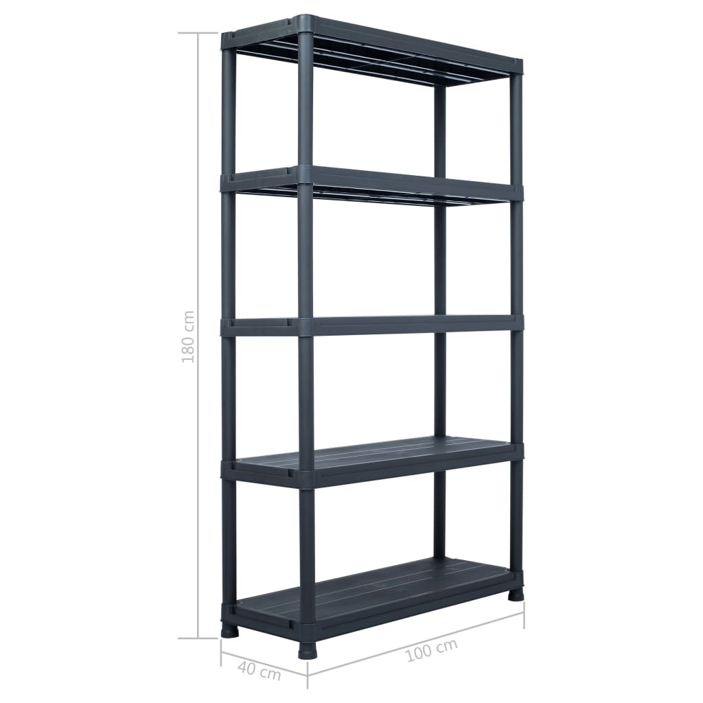 Storage Shelf Rack Black 500 kg 100x40x180 cm Plastic